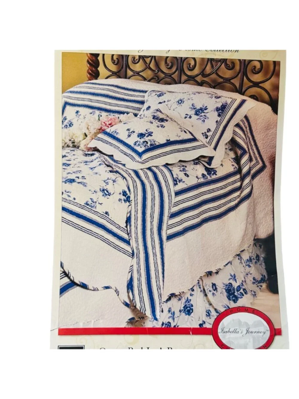 Isabella's Journey Linwood Blue Floral Quilted Bed-in-a-Bag 4 Piece King Size